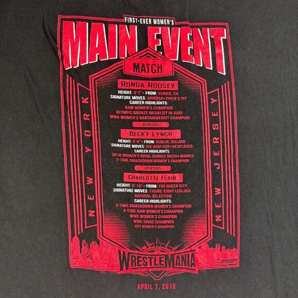 WRESTLEMANIA 35 Shirt Men's 2XL Rhonda Rousey Charlotte Flair Becky Lynch WWE - Picture 5 of 8